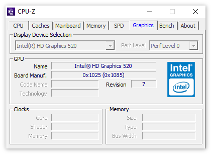 Параметры видео-карты в CPU-Z